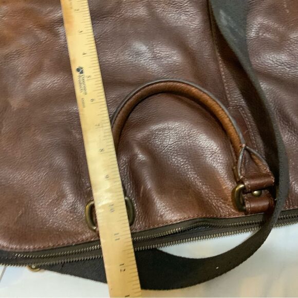 Fossil Briefcase Mens Brown Leather Bag Laptop Messenger - Picture 10 of 13